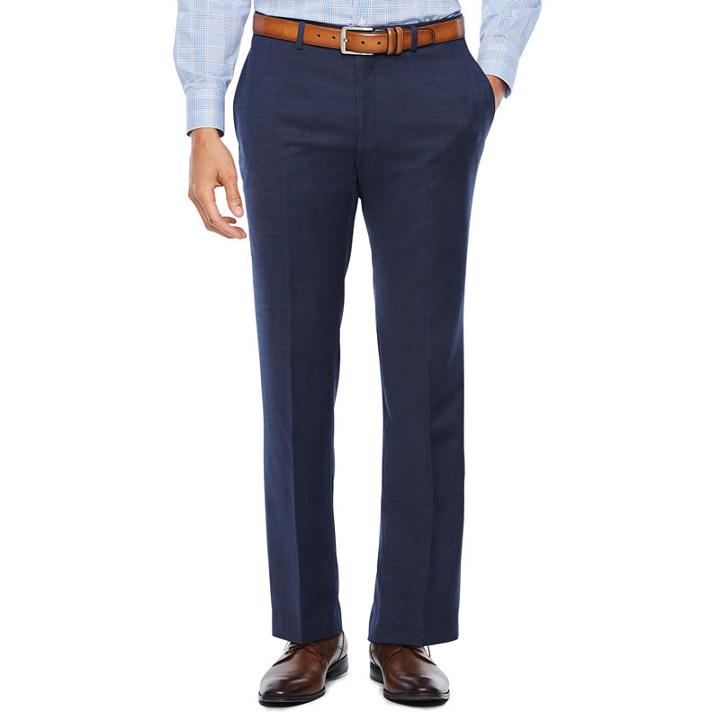 Collection By Michael Strahan Navy Tic Flat Front Stretch Slim Fit Suit Pants