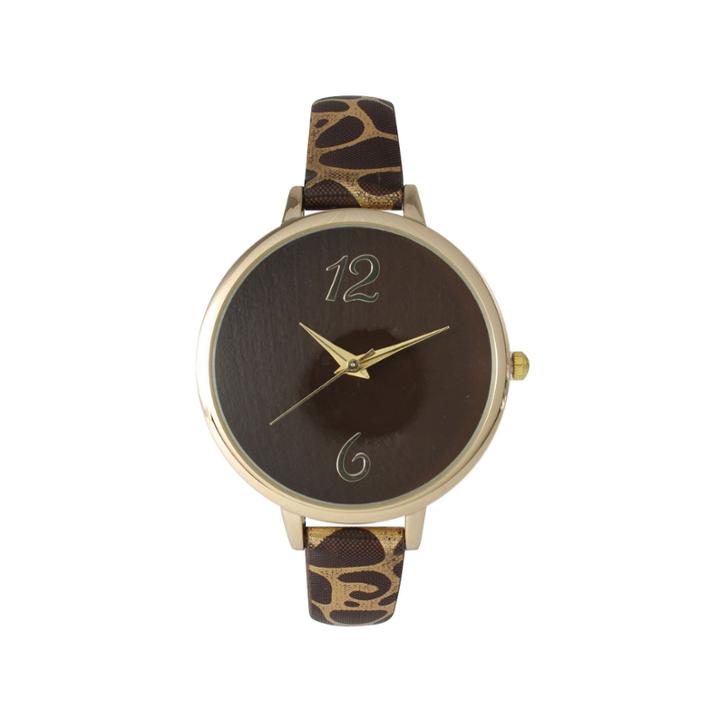 Olivia Pratt Womens Cheetah Print Brown Petite Leather Watch 26356brown