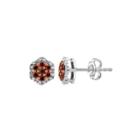 1/2 Ct. T.w. White & Color-enhanced Red Diamond Cluster Sterling Silver Earrings