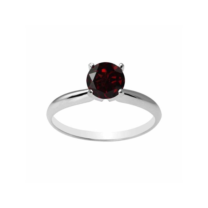 Womens Red Garnet 14k Gold Solitaire Ring