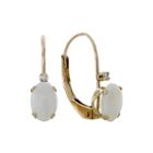 Genuine Opal And Diamond-accent 10k Yellow Gold Leverback Earrings