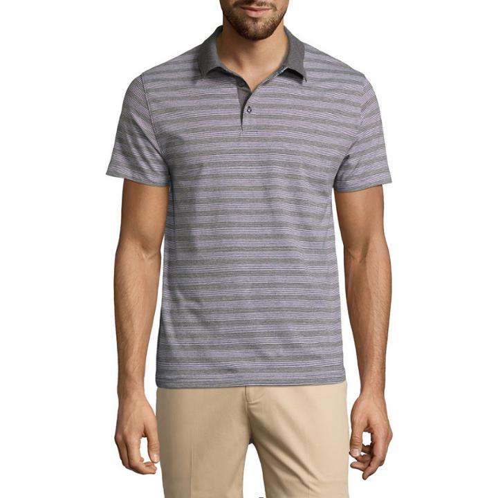 Claiborne Short Sleeve Stripe Cotton Polo Shirt