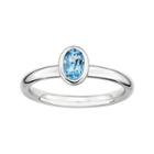 Personally Stackable Oval Genuine Blue Topaz Ring