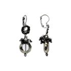 Aris By Treska Black Silver-tone Cluster Drop Earrings