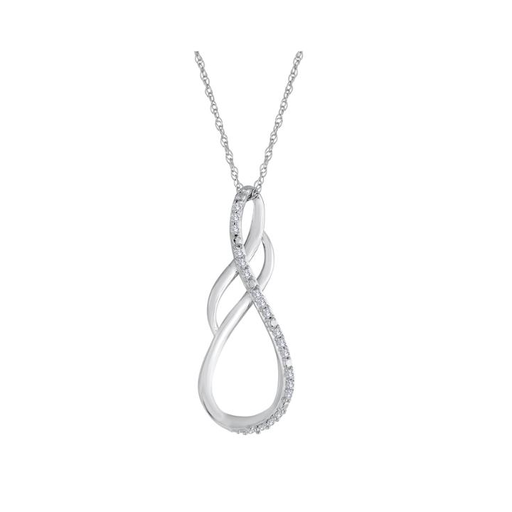 1/10 Ct. T.w. Diamond 10k White Gold Double Loop Pendant Necklace