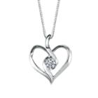 Sirena Womens Diamond Accent Genuine White Diamond Heart Pendant Necklace
