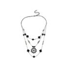 Mixit&trade; Black Stone Silver-tone Flower Illusion Necklace