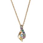 Personalized Womens Diamond Accent Multi Color Crystal 18k Gold Over Silver Pendant Necklace