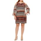 R & K Originals Long Sleeve Chevron Sheath Dress - Plus