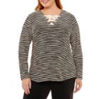 St. John's Bay Active Long Sleeve Lace Up Top-plus