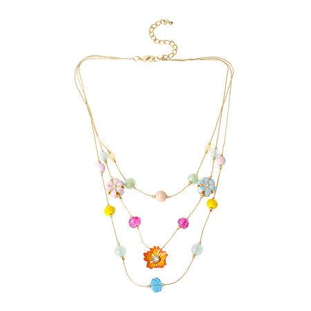 Mixit Multicolor Bright Flower 3-row Illusion Necklace