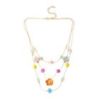 Mixit Multicolor Bright Flower 3-row Illusion Necklace