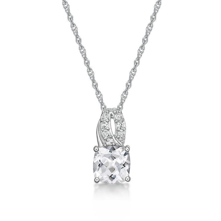 Womens Lab Created White Sapphire Pendant