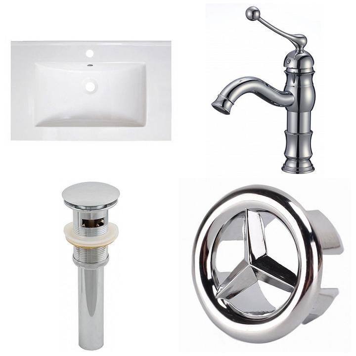 30-in. W 1 Hole Ceramic Top Set In White Color - Cupc Faucet Incl. - Overflow Drain Incl.