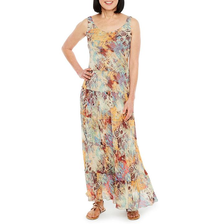 Black Label By Evan-picone Sleeveless Floral Maxi Dress