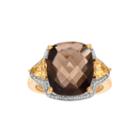 Genuine Smoky Topaz And Citrine 14k Yellow Gold Over Silver Ring