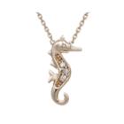 Diamond-accent 10k Rose Gold Seahorse Mini Pendant Necklace