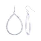 Sparkle Allure Large Open Teardrop Clear Crystal Silver Plated Drop Earrings