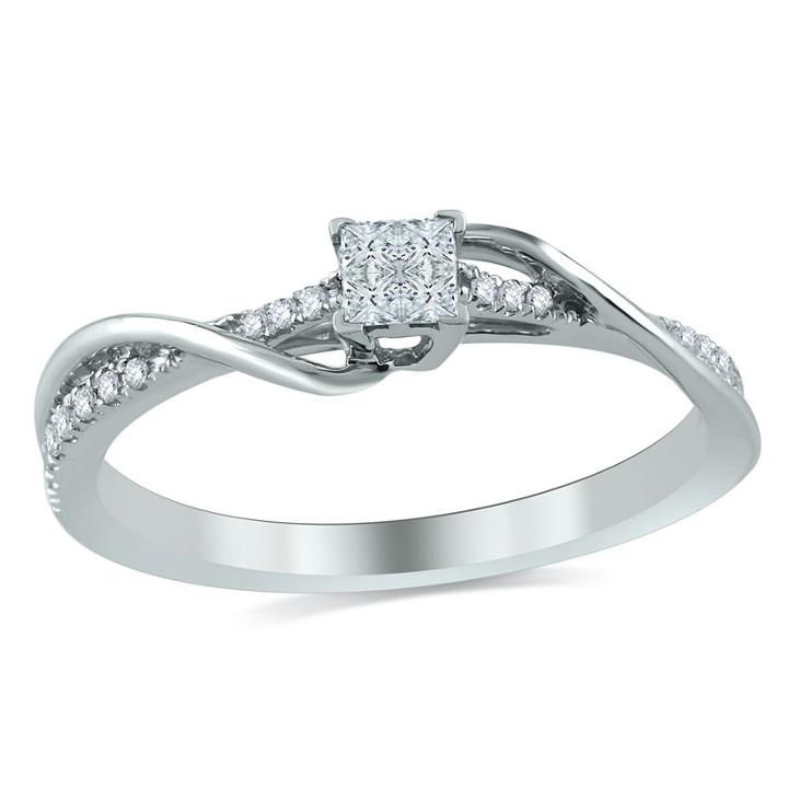 Womens 1/5 Ct. T.w. Genuine White Diamond 10k Gold Engagement Ring