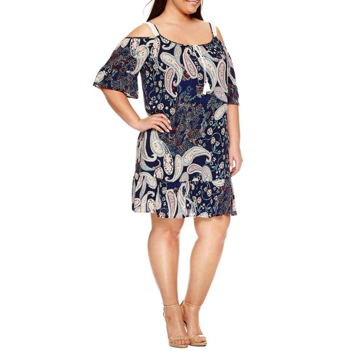 Alyx 3/4 Sleeve Cold Shoulder Sheath Dress-plus