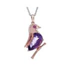 Lab-created Amethyst And Ruby Bird Pendant Necklace