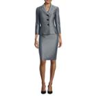 Le Suit 3/4-sleeve Mini Herringbone 3-button Jacket Skirt Suit
