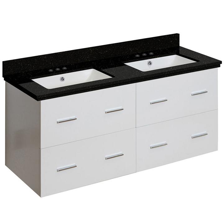 47.5-in. W Wall Mount White Vanity Set For 3h4-in. Drilling Black Galaxy Top White Um Sink