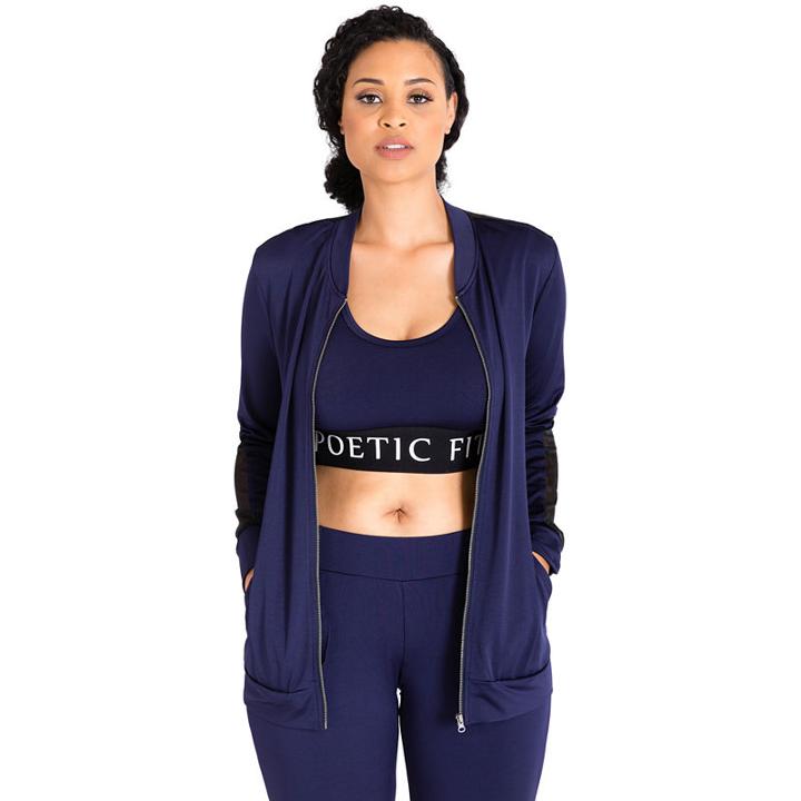 Poetic Justice Solid Color Active Zip Front Track Jacket