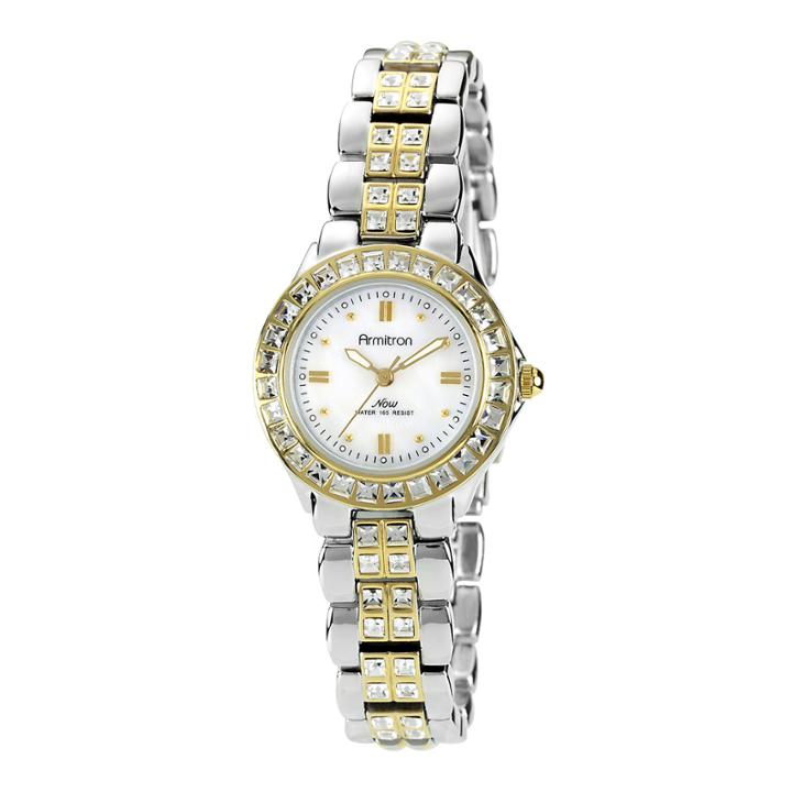 Armitron Now Womens Crystal-accent Two-tone Brass Watch