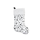 20 Black And White Glittered Polka Dot Christmas Stocking With Faux Fur Cuff