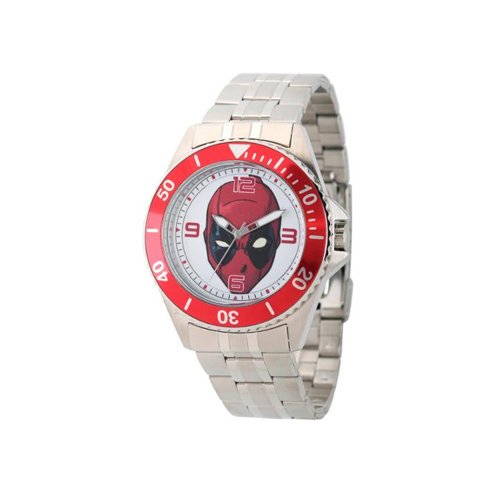 Marvel Mens Deadpool Silver-tone Stainless Steel Bracelet Watch