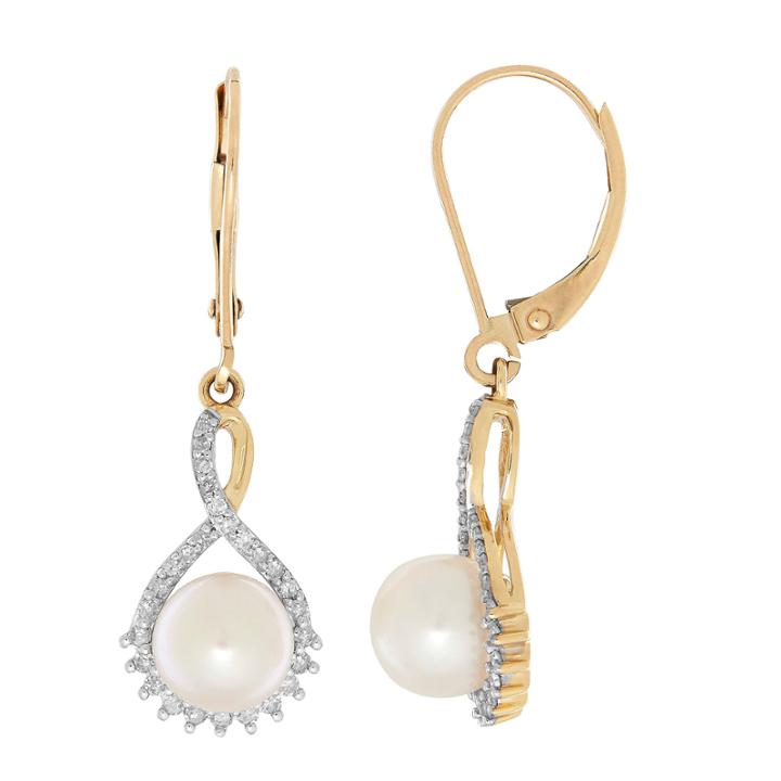 Sofia 1/5 Ct. T.w. White Pearl 10k Gold Drop Earrings