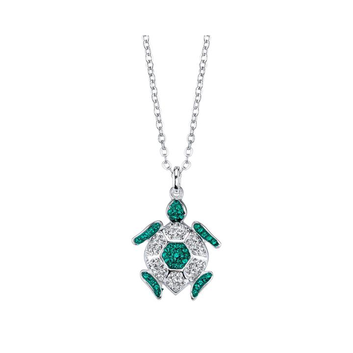 Crystal Sophistication&trade; Crystal And Sterling Silver Turtle Pendant Necklace