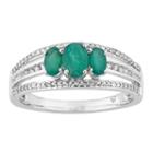 Womens 1/4 Ct. T.w. Genuine Emerald Green 10k White Gold Cocktail Ring