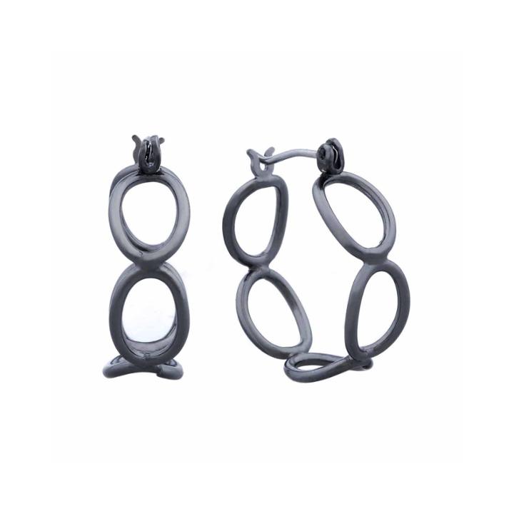 Liz Claiborne Hypoallergenic Hematite Open Oval Hoop Earrings