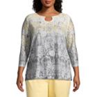 Alfred Dunner Charleston Ombre Floral Tee- Plus