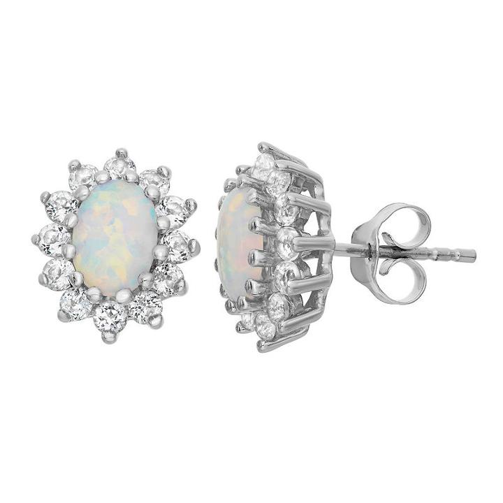 Lab Created White Opal 12.2mm Stud Earrings