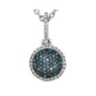 1/5 Ct. T.w. White And Color-enhanced Blue Diamond Circle Necklace