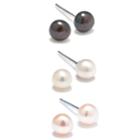 Silver Treasures 3 Pair Multi Color Round Earring Sets