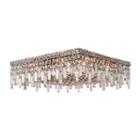Cascade Collection 12 Light 7.5 Square Chrome Finish And Clear Crystal Flush Mount Ceiling Light