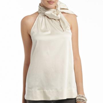 Mng By Mango A Line Top, Satin Bow Tie Neck