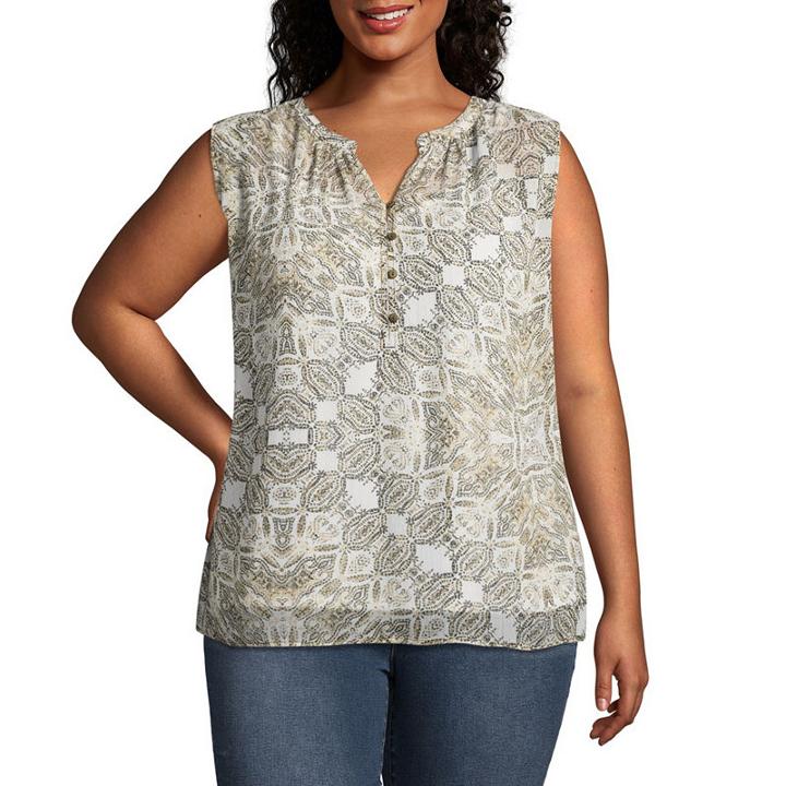 Liz Claiborne Sleeveless Popover- Plus