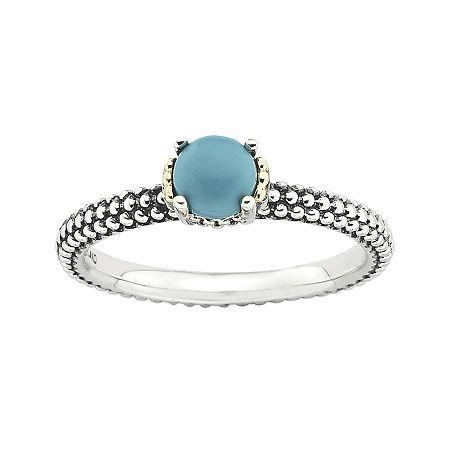 Personally Stackable Simulated Turquoise Two-tone Ring