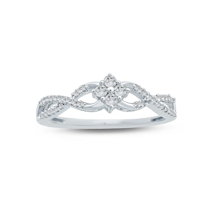 Womens 1/5 Ct. T.w. Genuine Round White Diamond 10k Gold Promise Ring