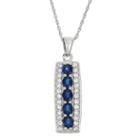Lab-created Blue Sapphire And Genuine White Topaz Sterling Silver Pendant Necklace