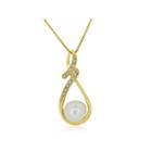 Womens White Pearl Gold Over Silver Pendant Necklace
