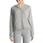 Flirtitude Velour Zip Up Hoodie- Juniors