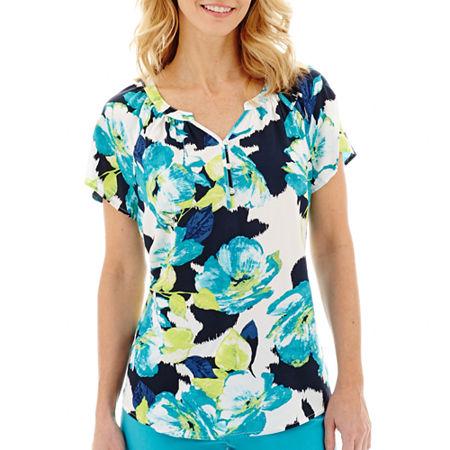 St. Johns Bay Short-sleeve Henley Peasant Top