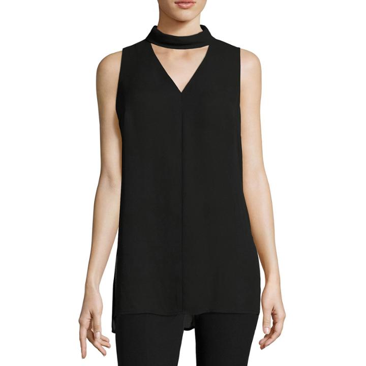 Worthington Sleeveless Mock Neck Georgette Blouse
