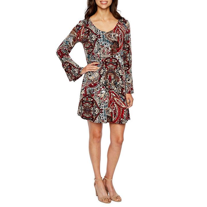 Connected Apparel Long Sleeve Trapeze Dress